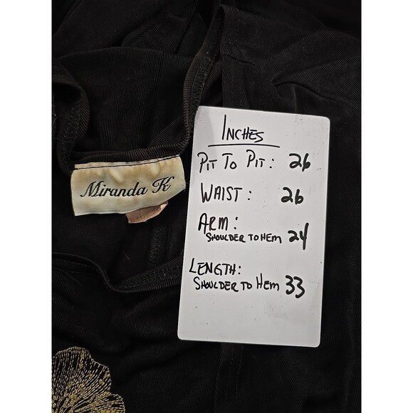 Vtg Black Embroidered 1 Piece Set 90s Womens 3X Plus Floral Jersey Office Career - Picture 6 of 7